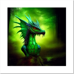 Spiny Green Baby Dragon Posters and Art